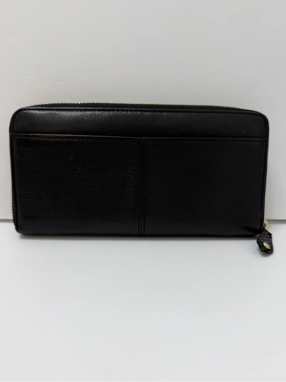 Coach Ashley Zip Around Accordion Leather Wallet Black